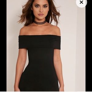 NWT Off the Shoulder Black Bodycon Dress